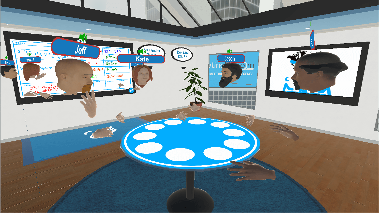 Vr office. Виртуальный офис. VR приложения комнаты. Virtual Room конференция. VR конференция.